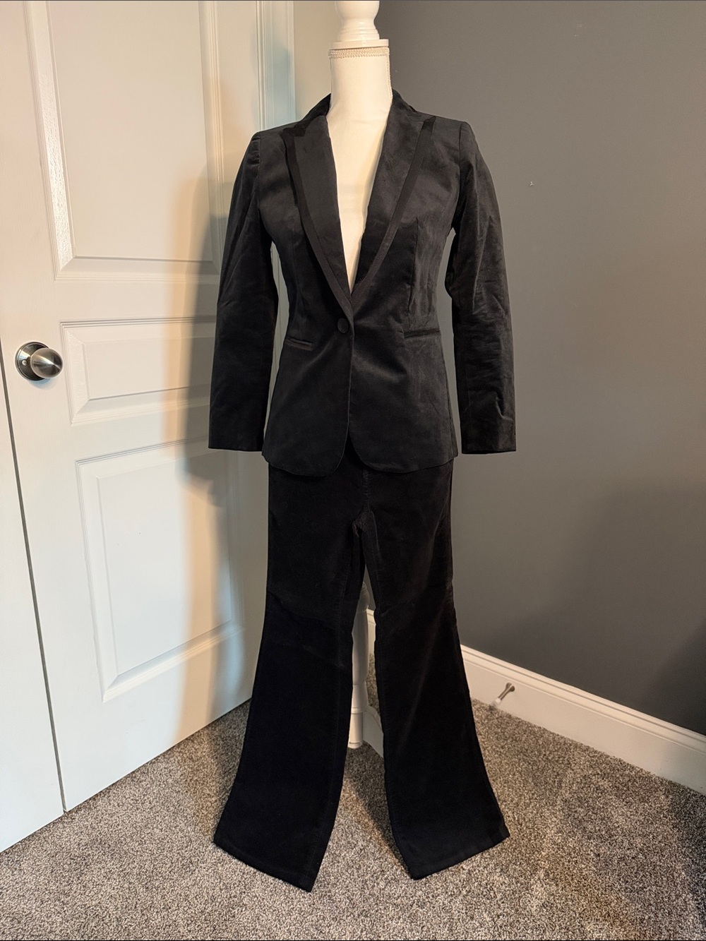 NWOT - Black Velvet Blazer and Flared Pants Suit